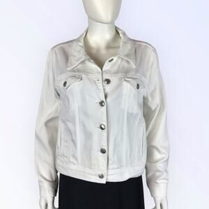 Nomadic Traders White Denim Jacket Silver Coastal Cowgirl Trucker Style